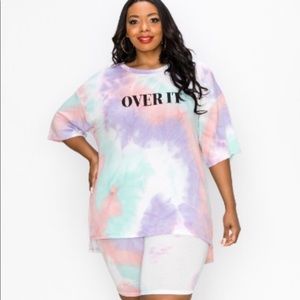 TIE DYE BOYFRIEND SHIRTS AND SHORT SET
